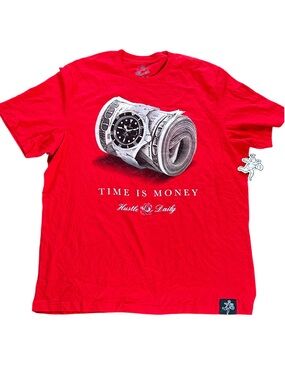 Muerte Hustle Daily 2X Time is Money Tshirt Red NWT